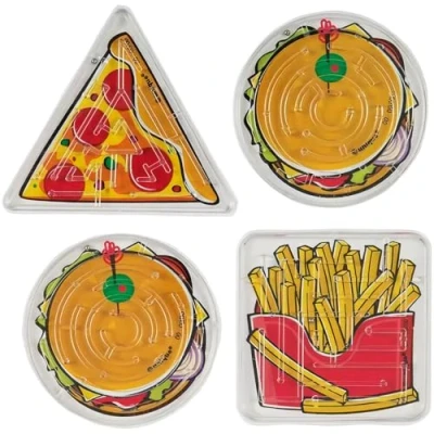 Image of Ball Maze Games Net Bag Assorted Designs &amp; Vibrant Colorful Plastic Puzzles Perfect for Kids&#039; Party Favor Gifts 4ct