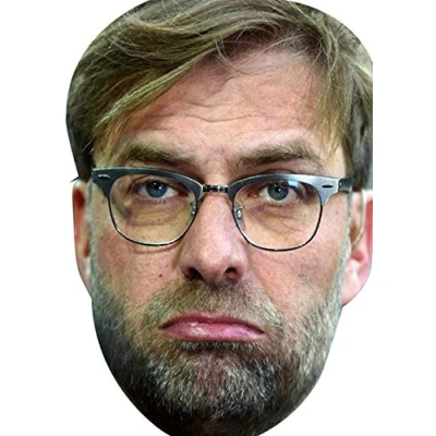 Image of FoxyPrinting Juergen Klopp Sad Football 2018 Celebrity Cardboard Party Face Mask Fancy Dress