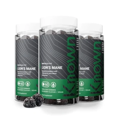 Image of Known Delicious Lion&#039;s Mane Gummies 1000mg Mushroom Natural Blueberry Flavour 60 Vegan Gummies, 3 Months Supply