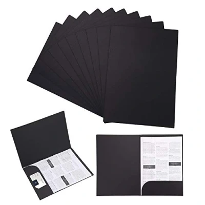 Image of 10Pcs A4 Kraft File Folders Foolscap Square Cut Office Insert Presentation Document Folder Holder Reports Project Portfolio Paperwork Organiser with Cards Slot for School Travel