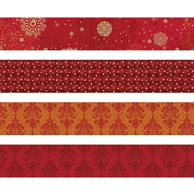 Image of Heyda 204875523 Folding Strip Set for Froebel Stars 1 x 30 cm and 1.5 45 cm, 4 Assorted Designs in Two Different Sizes, red