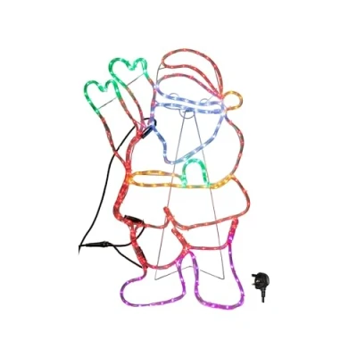 Image of Samuel ALEXANDER 92cm Standing Santa Christmas Rope Light with 192 Static &amp; Flashing Multi Coloured LEDs