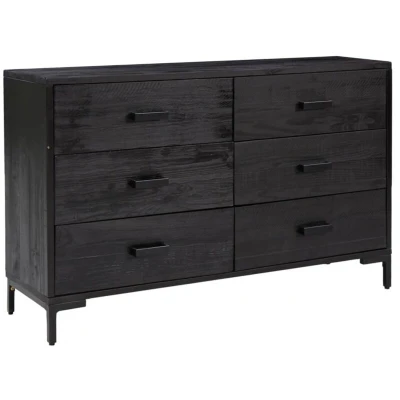 Image of vidaXL Sideboard Black 110x35x70 cm Solid Pinewood