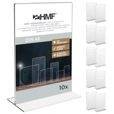 Image of HMF 46921 Acrylic Menu Holder upright 10 Pieces DIN A5 Portrait Format Transparent