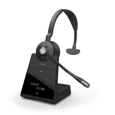 Image of Engage 75 SE Headset with headband pad, Base, Power supply, 1.5m USB C to A cable, Desk phone Quick start guide, Warranty and warning (safety leaflets)