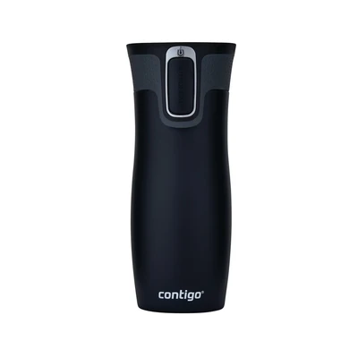 Image of Contigo Byron Snapseal Travel Mug Stainless Steel Thermal Vacuum Flask Leakproof Tumbler Coffee to Go with BPA Free Easy Clean Lid Gunmetal 590 ml