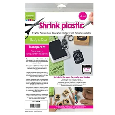 Image of Vaessen Creative Shrink Plastic, Transparent, 4 Sheets, 21 x 30 cm, Fun Arts and Crafts Projects for All Ages