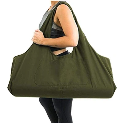 Image of Namvo Large Yoga Mat Bag Multi Purpose Gym Tote Sling Carrier with Side Pocket Fits Most Size Mats Army Green