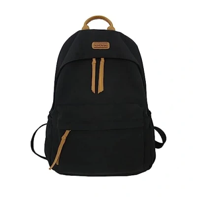 Image of VORAE School Backpack for Girls, Waterproof Unisex Bag Suitable Primary Secondary School, Teenager Casual Daypack Solid Color Rucksack Boys Girls (Black)