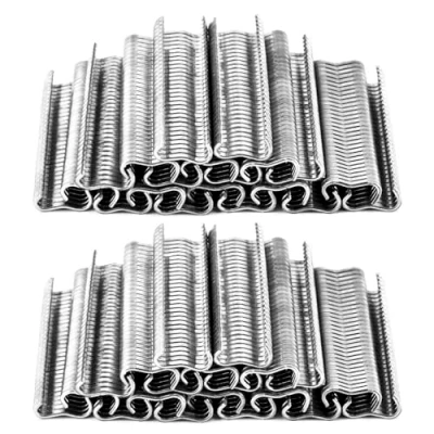 Image of QWORK® 2400Pcs Hog Ring, M Clips, Hand Tools for Animal Pet Cages, Fencing