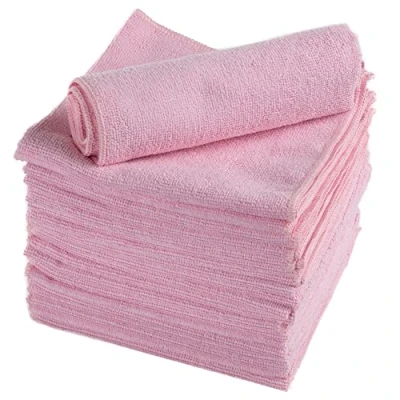 Image of ABENA Pink Microfibre Cloths 40 x cm Pack of 20 Multipurpose Cleaning Glasses Cleaner Cloth Dish General Duster