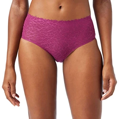 Image of Sloggi Women&#039;s Zero Feel Lace 2.0 High Waist Underwear, Wine, S