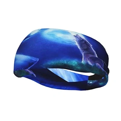 Image of Galaxy Wolf Sports Headband Men and Women Sweat Absorbent Breathable Elastic Suitable for Dancing Running Cycling Yoga