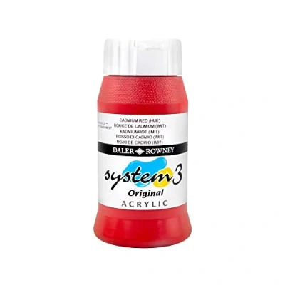 Image of Daler Rowney System3 Acrylic Paint, Plastic Pot, 16.91oz 500 ml, Cadmium Red Hue