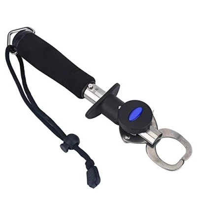 Image of Gancon Fish Gripper, Stainless Steel, 15 kg Weighing Lip Grabber with Weight Scale