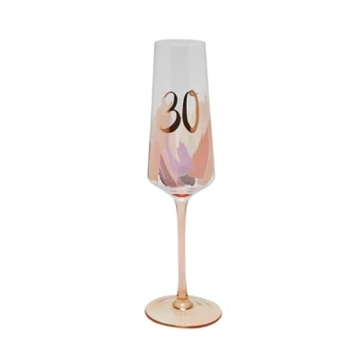 Image of Widdop and Co Celebrations Hotchpotch 30th Birthday Luxe Brushstroke Champagne/Prosecco Flute Drinking Glass Premium Kitchenware, Gifting &amp; Homeware Boxed Ready to Gift.