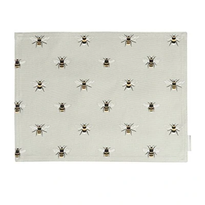 Image of Sophie Allport Bees Fabric Placemat, 100% Cotton, Stylish, Neutral Print, Kitchen Dining Table Mat, 40 x 30cm, Single Item