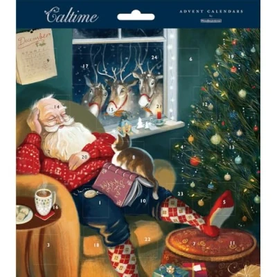 Image of Traditional Advent Calendar Sleeping Santa Christmas Gift Idea 606687 Caltime by Woodmansterne