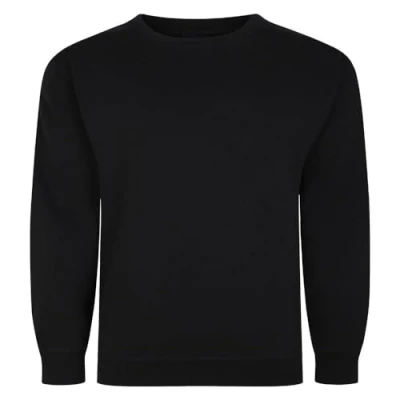 Image of Espionage Plain Sweatshirt Long Sleeve Crew Neck Pullover Casual Mens Plus Size 2XL 8XL LW016A (UK, Alpha, 8XL, Plus, Regular, Black)