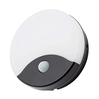 Image of LITECRAFT Alford Wall Light LED Outdoor Round Bulkhead with PIR Motion Sensor Black