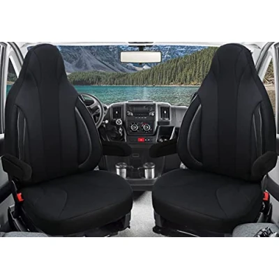 Image of BREMER SITZBEZÜGE Made To Measure Driver Protective Covers, Seat Covers Compatible with Ducato, Weinsberg, Adria, Dethleffs Motorhome Accessories, Set of 2 Incl. Armrest