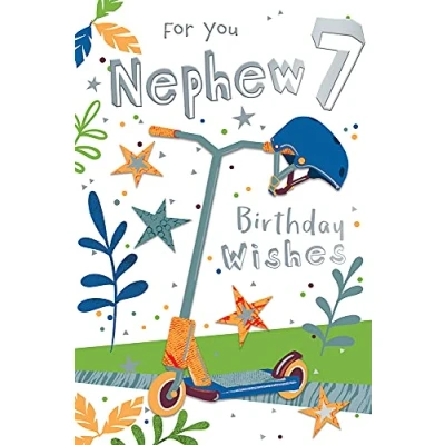 Image of for You Nephew 7th Age 7 Birthday Wishes Scooter Happy Card