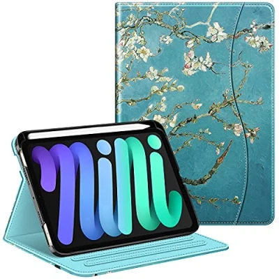 Image of FINTIE Case for iPad Mini A17 Pro (2024) 8.3 Inch, 7th / 6th Generation (2024/2021), Multi Angle Viewing Folio Smart Stand Cover with Pencil Holder &amp; Pocket, Blossom
