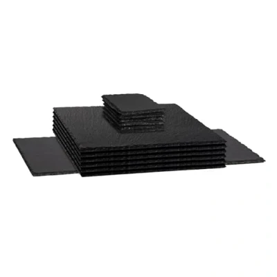 Image of 13pc Black Square Slate Placemats Set By Argon Tableware