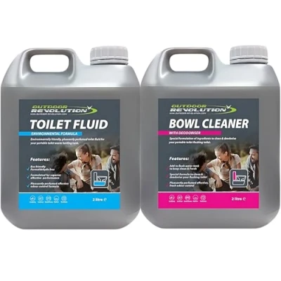 Image of Outdoor Revolution Blue Diamond Camping Toilet Chemical Fluid Twin Pack 2L Caravan Chemicals to Effectively Manage and Eliminate Waste