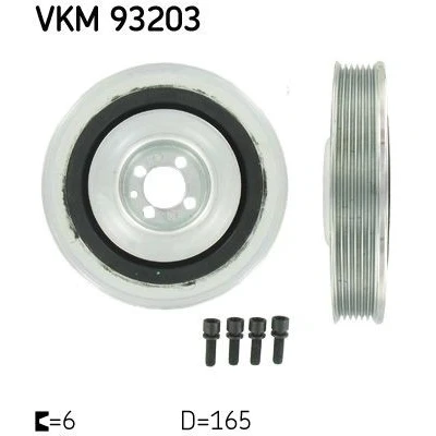 Image of 5614445, 614352, 614571, 93183257, 93191381 Crankshaft Pulley SKF VKM 93203 165mm 6 VAUXHALL: Astra Mk5, Vectra Mk2 Limousine, Mk5 TwinTop