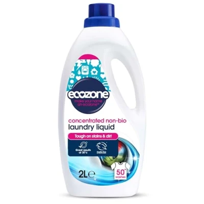 Image of Ecozone Ultra Concentrated Laundry Liquid, Non Bio Detergent, Washing Machine Clothing Stain Removal &amp; Cleaning Solution, Natural Vegan Toxic, Eco Friendly, Gentle on Skin, 50 washes (2L)