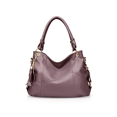 Image of NICOLE &amp; DORIS Women Handbag Large Capacity Shoulder Bags Soft Leather Hobo Bag Fashion Cross Body Top Handle with Tassel Purple