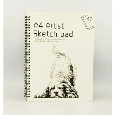 Image of Artists Sketch pad, Spiral Bound Pad Paper for Artists. Ideal The Studio, School Or at Home 100gsm Cartridge (Puppy)