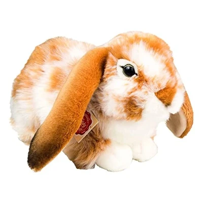 Image of Teddy Hermann 93791 Hare Aries Rabbit Lying Light Brown White Piebald 11,8&quot;/30 cm, Soft Toy, Plush Toy