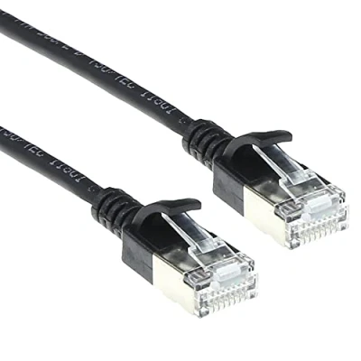 Image of ACT CAT6a Network Cable, U/FTP LSZH LAN Cable Thin 3.8 mm Slimline, Flexible Snagless CAT 6a with RJ45 Plug, for Use in Data Centres, 5 Metres, Black DC7905