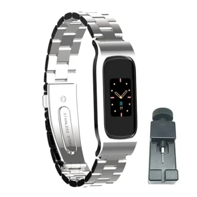 Image of T BLUER Compatible for Fitbit Luxe Strap Stainless Steel Metal Buckle Bracelet Wrist Sport Wristband Accessories Replacement Fitness Tracker