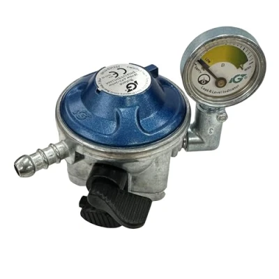 Image of IGT 28Mbar Butane Gas Regulator With Pressure Gauge Fits 21Mm Cylinders