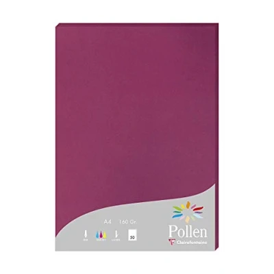 Image of Clairefontaine Ref 14206C Pollen Coloured Paper (Pack of 50 Sheets) A4 (210 x 297mm), 160gsm Paper, Inkjet &amp; Laser Printer Compatible, Acid Free Raspberry