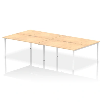 Image of Evolve B2B White Frame Bench Desk 1600 Maple (4 Pod) BE229
