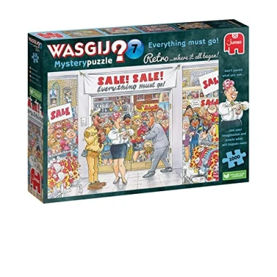 Image of Wasgij Retro Mystery 7, Everything Must Go 1000 Piece Jigsaw Puzzles for Adults Fun Brainteasing Puzzle What Happens Next 100% Recycled Cardboard 1000pcs Jumbo