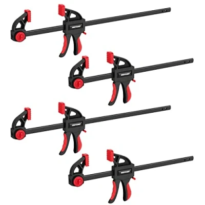 Image of Ratchet Bar Clamps Set for Woodworking, MAXPOWER 4PCs Quick Release Carpenter Grip F Woodworking 2 Pieces x 300mm and 600mm