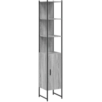 Image of vidaXL Bathroom Cabinet Grey Sonoma 33x33x185.5 cm Engineered Wood