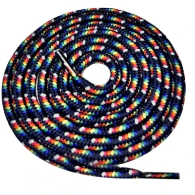 Image of 140cm / 55 long Navy Multi Col round Strong Heavy Duty Hard Wearing Boot laces Durable for Steel Toe Cap work Boots, Walking Hiking Shoe