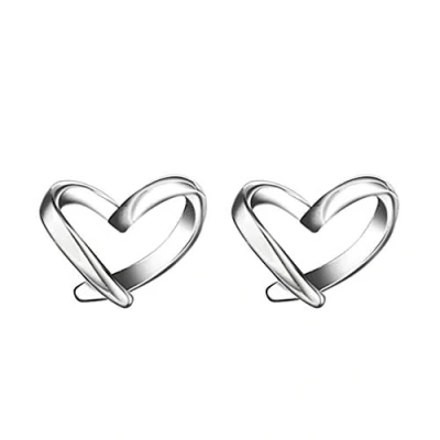 Image of YAXUN 925 Sterling Silver Heart Stud Earrings Fashion Jewellery For Women and Girls