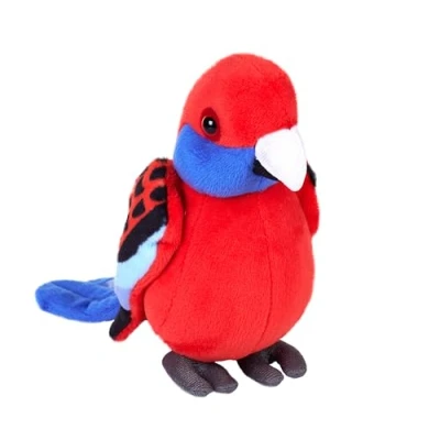 Image of Wild Republic Pocketkins Eco Crimson Rosella, Stuffed Animal, 5 Inches, Plush Toy, Made from Recycled Materials, Friendly