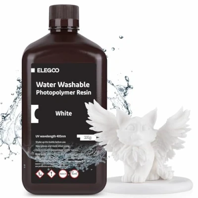 Image of ELEGOO Water Washable 3D Printer Resin, Rapid LCD Resin 405nm UV Curing Standard Photopolymer for Printing White 2000G