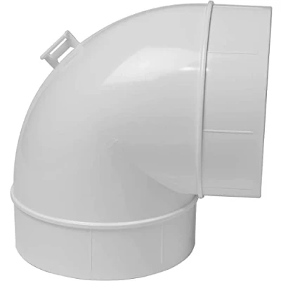 Image of Vent Systems 100 mm / 4&quot; inch White Plastic 90 Degree Elbow Bend Duct Pipe Connector for Flexible or Straight Pipe, Round Joint Tube Ventilation Hose ABS PVC Ducting