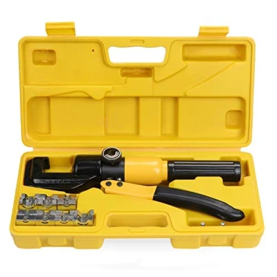 Image of Aussel 10 Tons 9 Dies Hydraulic Crimper, Crimping Tool 4 70mm², Wire Battery Cable Lug Terminal Crimper