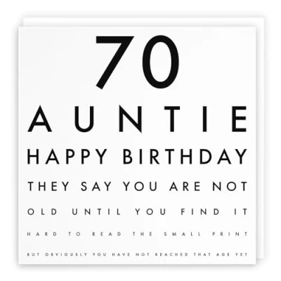 Image of Hunts England Auntie 70th Funny Birthday Card 70 Happy Fun Letters Collection