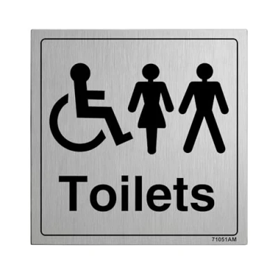 Image of V Safety General Door Disabled/Gents/Ladies Toilet Sign 150mm x 3mm Brushed Alu Comp